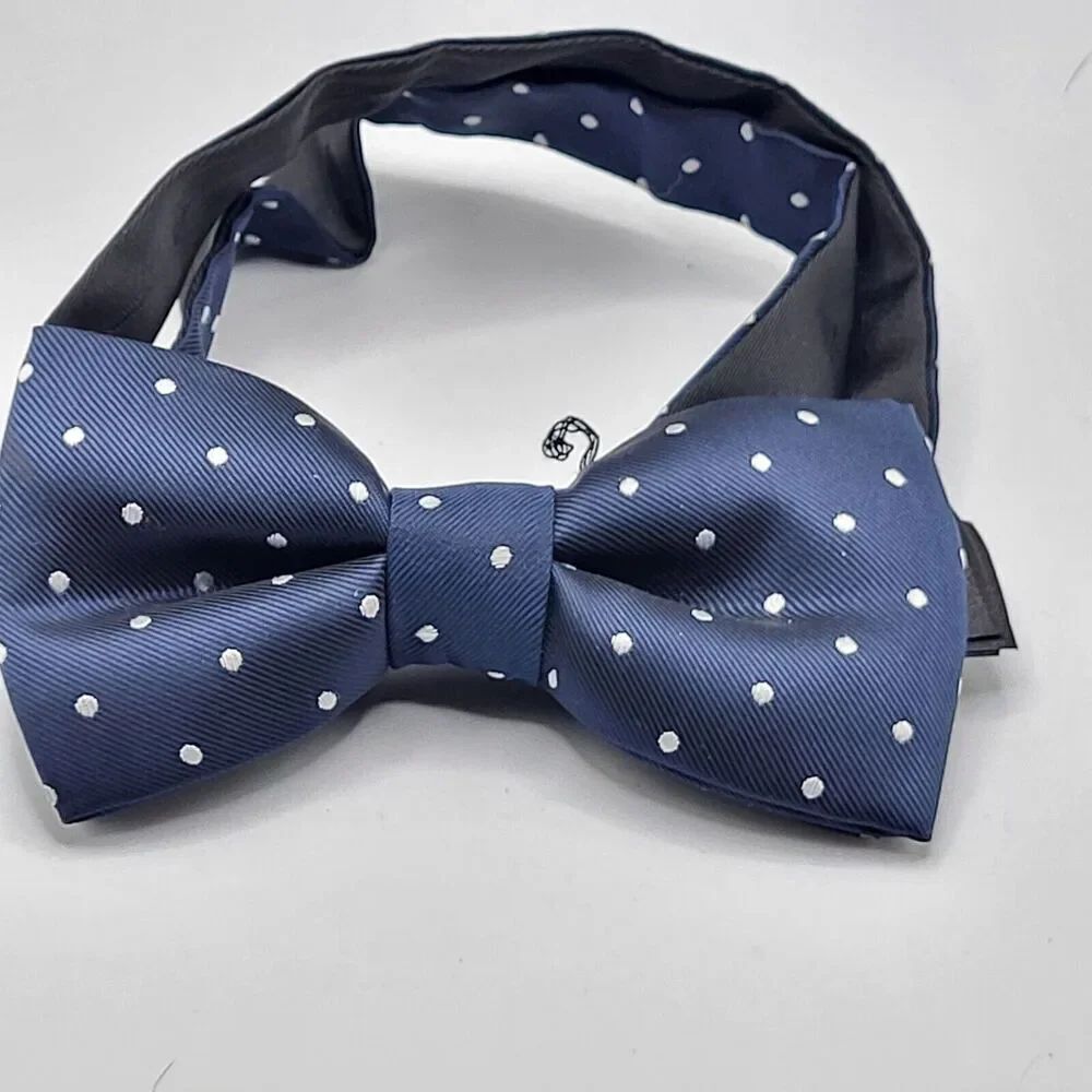 Navy Blue Polka Dot Bowtie Adjustable